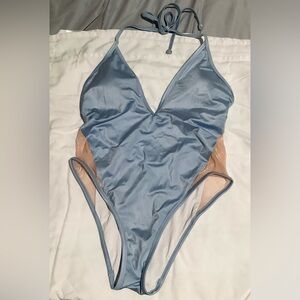 🆕🔥PINK Victoria's Secret Light Blue Fabric with Gold Accent gorgeous suit